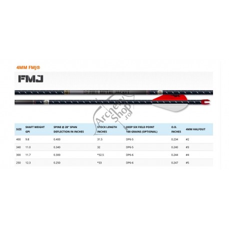 EASTON FULL METAL JACKET 4MM  SHAFT .003 SET 12 BUC
