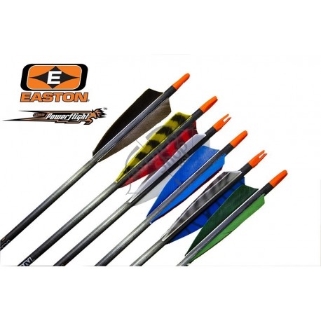 EASTON POWERFLIGHT PENE NATURALE 4" CUSTOM SAGETI CARBON SET 6 BUC